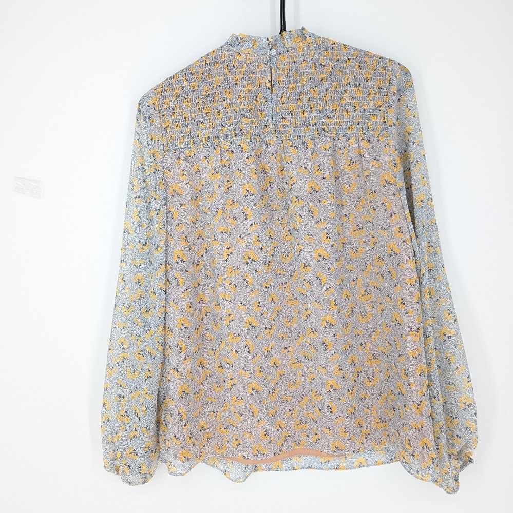Boden Janie Shirred Floral Long Sleeve Blouse - Picture 7 of 9